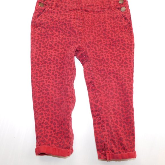 NEXT Baby Girls 18-24 Months Red Maroon Cheetah Print overalls - Picture 6 of 10